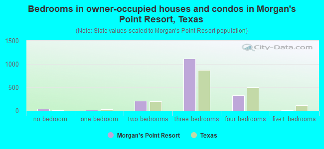 Bedrooms in owner-occupied houses and condos in Morgan's Point Resort, Texas