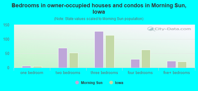 Bedrooms in owner-occupied houses and condos in Morning Sun, Iowa