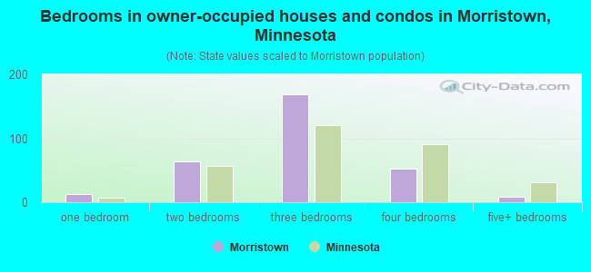 Bedrooms in owner-occupied houses and condos in Morristown, Minnesota
