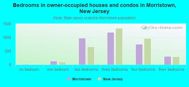 Bedrooms in owner-occupied houses and condos in Morristown, New Jersey
