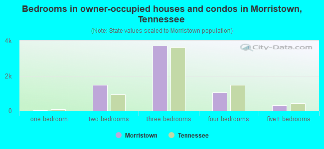 Bedrooms in owner-occupied houses and condos in Morristown, Tennessee