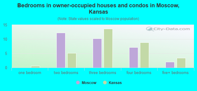 Bedrooms in owner-occupied houses and condos in Moscow, Kansas