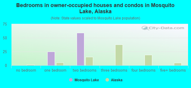 Bedrooms in owner-occupied houses and condos in Mosquito Lake, Alaska