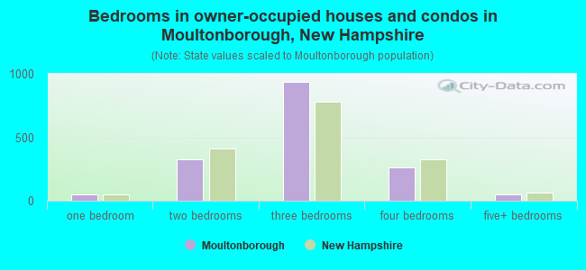 Bedrooms in owner-occupied houses and condos in Moultonborough, New Hampshire