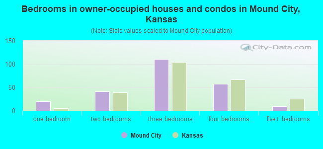 Bedrooms in owner-occupied houses and condos in Mound City, Kansas