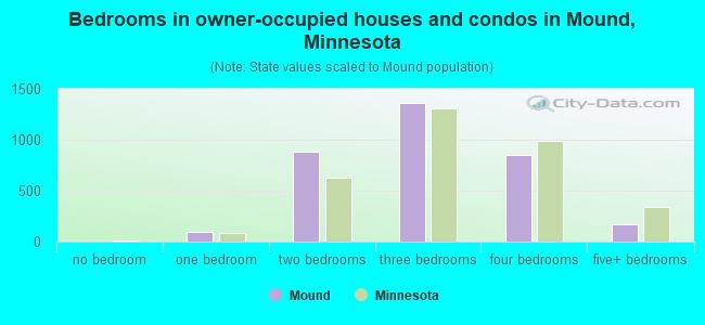 Bedrooms in owner-occupied houses and condos in Mound, Minnesota