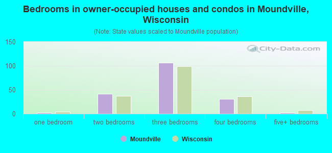 Bedrooms in owner-occupied houses and condos in Moundville, Wisconsin