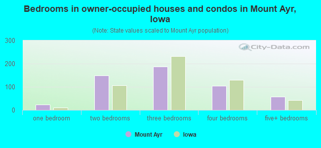 Bedrooms in owner-occupied houses and condos in Mount Ayr, Iowa