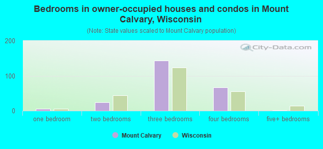 Bedrooms in owner-occupied houses and condos in Mount Calvary, Wisconsin