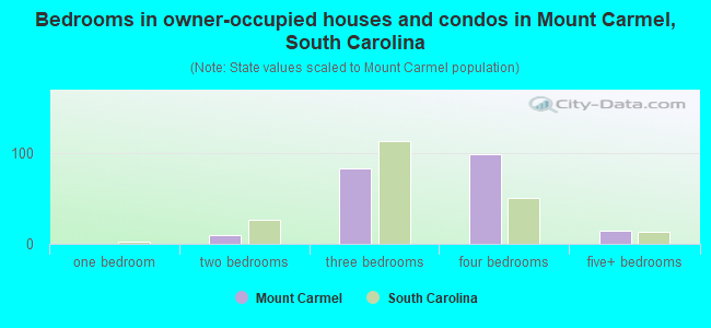Bedrooms in owner-occupied houses and condos in Mount Carmel, South Carolina