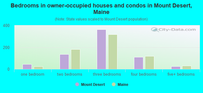 Bedrooms in owner-occupied houses and condos in Mount Desert, Maine