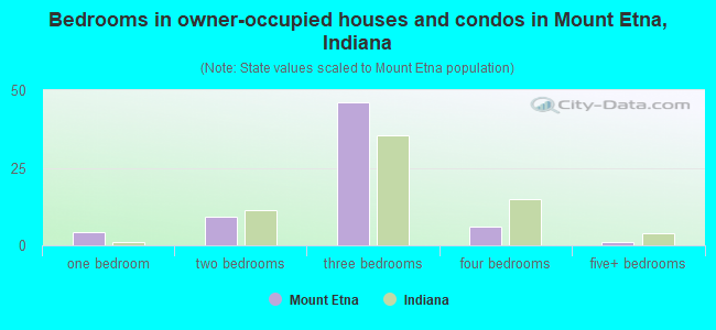 Bedrooms in owner-occupied houses and condos in Mount Etna, Indiana