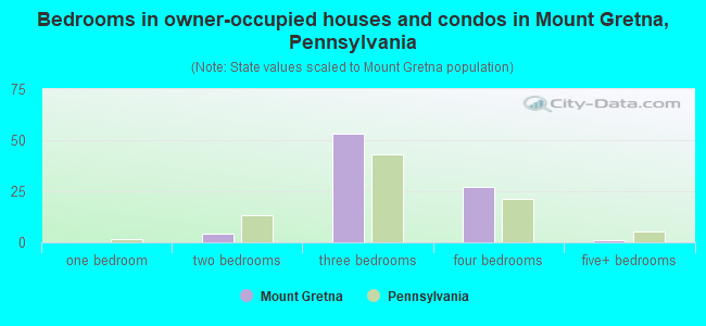 Bedrooms in owner-occupied houses and condos in Mount Gretna, Pennsylvania