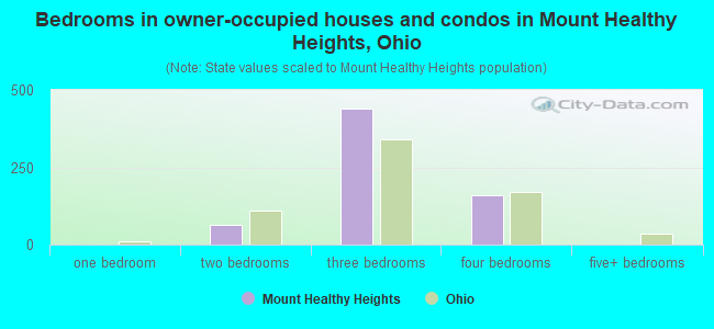 Bedrooms in owner-occupied houses and condos in Mount Healthy Heights, Ohio