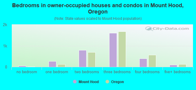 Bedrooms in owner-occupied houses and condos in Mount Hood, Oregon