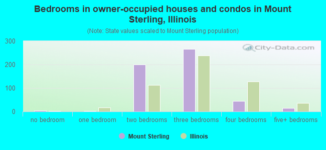 Bedrooms in owner-occupied houses and condos in Mount Sterling, Illinois