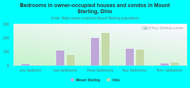 Bedrooms in owner-occupied houses and condos in Mount Sterling, Ohio