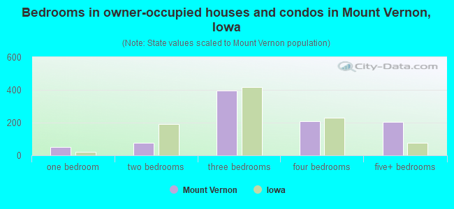 Bedrooms in owner-occupied houses and condos in Mount Vernon, Iowa
