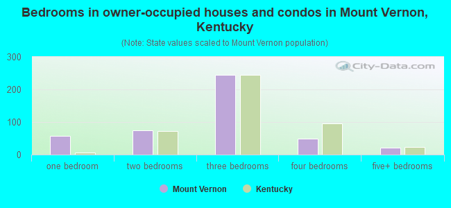 Bedrooms in owner-occupied houses and condos in Mount Vernon, Kentucky