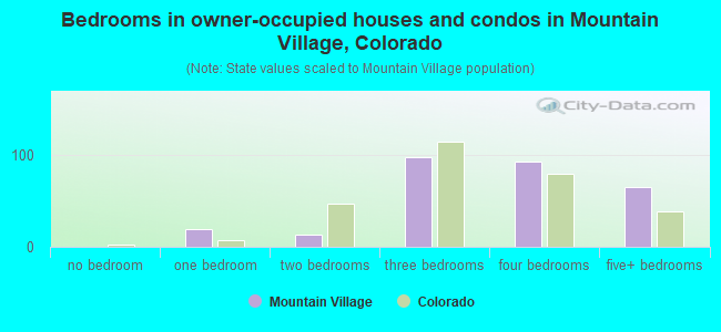 Bedrooms in owner-occupied houses and condos in Mountain Village, Colorado