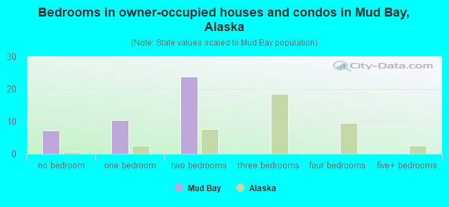 Bedrooms in owner-occupied houses and condos in Mud Bay, Alaska