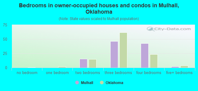 Bedrooms in owner-occupied houses and condos in Mulhall, Oklahoma