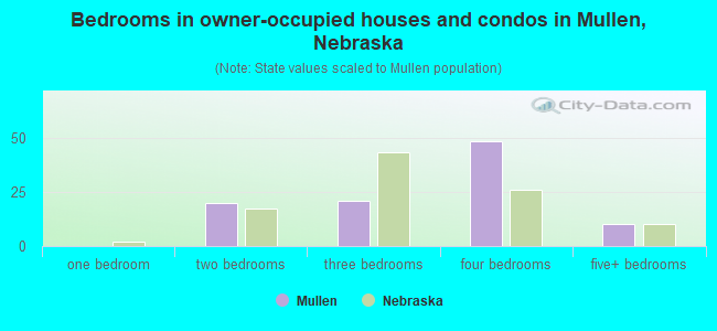Bedrooms in owner-occupied houses and condos in Mullen, Nebraska
