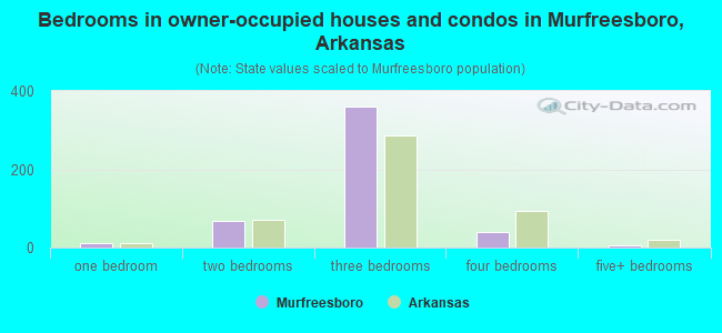 Bedrooms in owner-occupied houses and condos in Murfreesboro, Arkansas