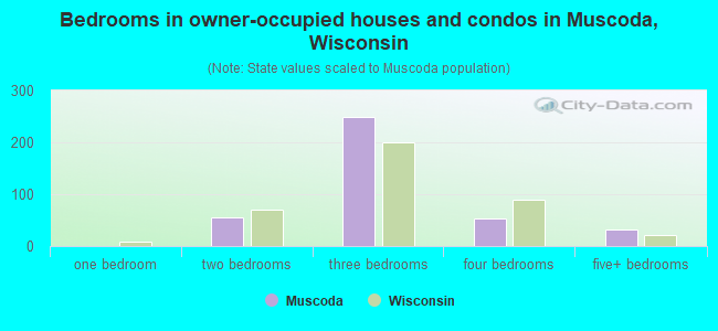 Bedrooms in owner-occupied houses and condos in Muscoda, Wisconsin