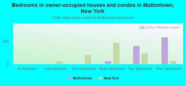 Bedrooms in owner-occupied houses and condos in Muttontown, New York