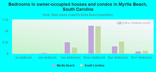 Bedrooms in owner-occupied houses and condos in Myrtle Beach, South Carolina