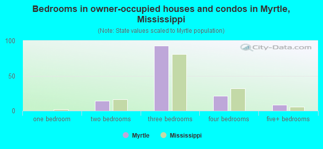 Bedrooms in owner-occupied houses and condos in Myrtle, Mississippi