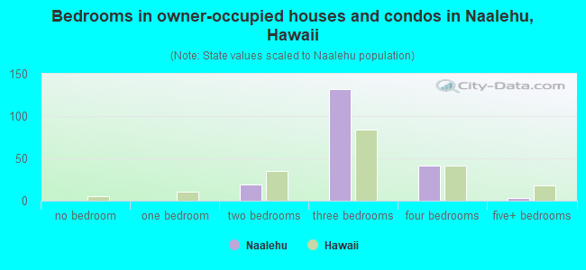 Bedrooms in owner-occupied houses and condos in Naalehu, Hawaii