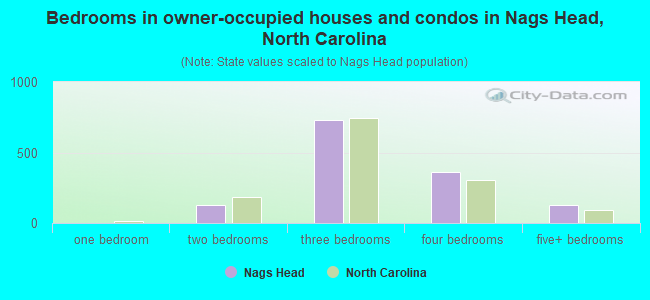 Bedrooms in owner-occupied houses and condos in Nags Head, North Carolina