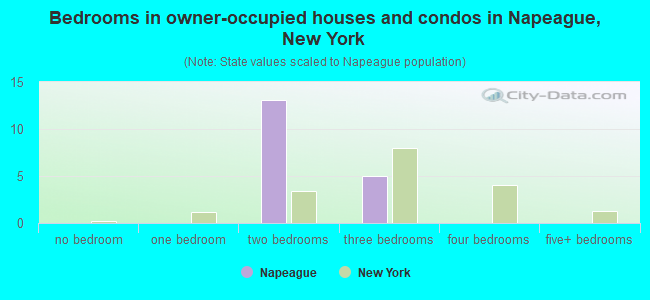 Bedrooms in owner-occupied houses and condos in Napeague, New York