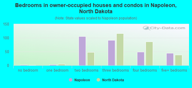 Bedrooms in owner-occupied houses and condos in Napoleon, North Dakota