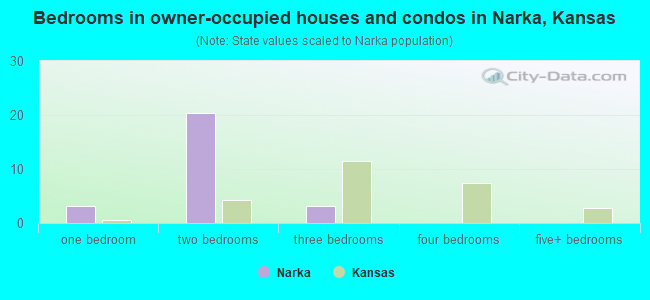 Bedrooms in owner-occupied houses and condos in Narka, Kansas