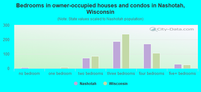 Bedrooms in owner-occupied houses and condos in Nashotah, Wisconsin