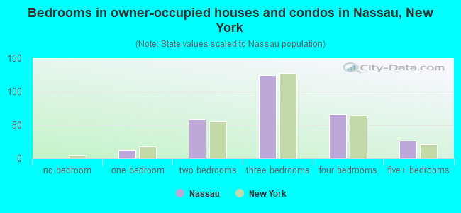Bedrooms in owner-occupied houses and condos in Nassau, New York