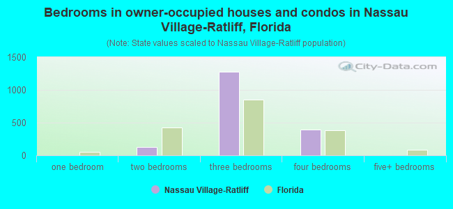 Bedrooms in owner-occupied houses and condos in Nassau Village-Ratliff, Florida