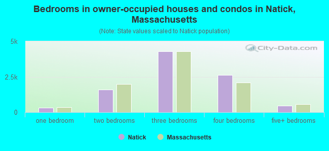 Bedrooms in owner-occupied houses and condos in Natick, Massachusetts