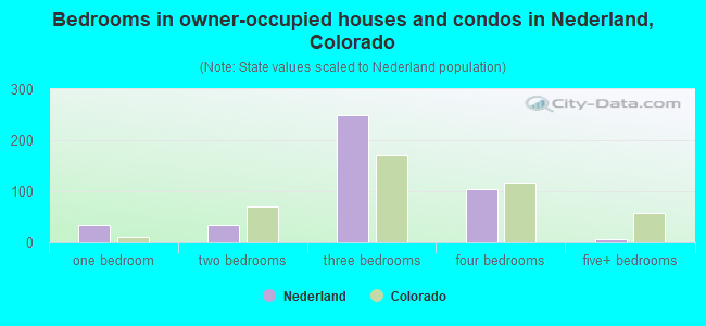 Bedrooms in owner-occupied houses and condos in Nederland, Colorado