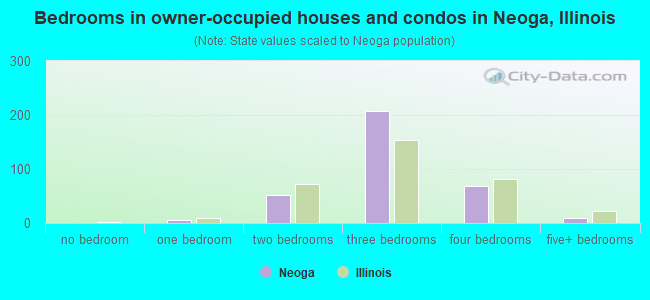 Bedrooms in owner-occupied houses and condos in Neoga, Illinois