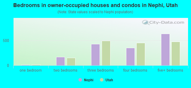 Bedrooms in owner-occupied houses and condos in Nephi, Utah