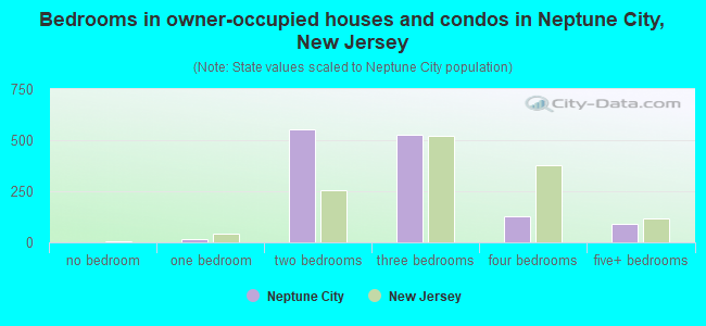 Bedrooms in owner-occupied houses and condos in Neptune City, New Jersey