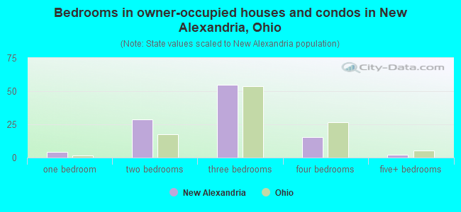 Bedrooms in owner-occupied houses and condos in New Alexandria, Ohio