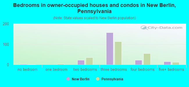 Bedrooms in owner-occupied houses and condos in New Berlin, Pennsylvania