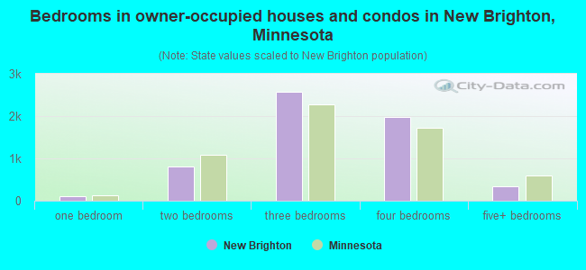 Bedrooms in owner-occupied houses and condos in New Brighton, Minnesota