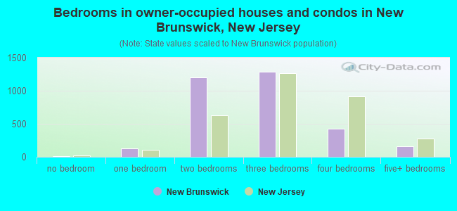 Bedrooms in owner-occupied houses and condos in New Brunswick, New Jersey