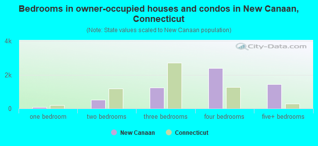 Bedrooms in owner-occupied houses and condos in New Canaan, Connecticut